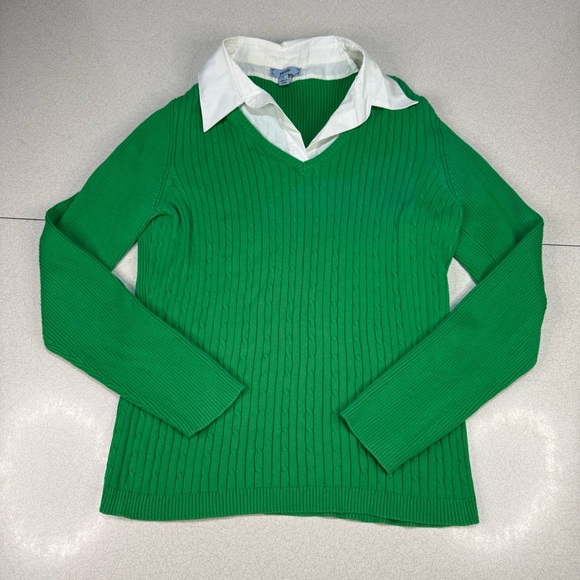 Izod Sweaters - Izod Vibrant Green V-Neck Sweater for Women